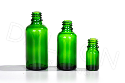 GREEN GLASS HOMEOPATHIC BOTTLES